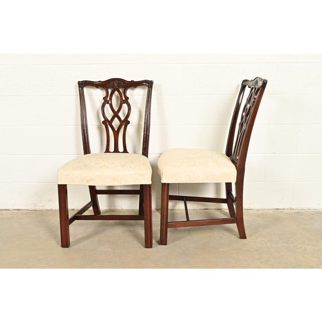 Kindel Furniture Georgian Carved Mahogany Side Chairs or Dining Chairs, Pair For Sale - Image 9 of 13