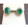 8 Carat Oval Shape Emerald and Diamond Post Back Earrings 14 Karat White Gold For Sale - Image 16 of 18