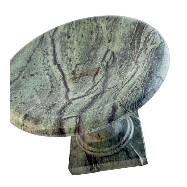 Stone Italian Neoclassical Tazza or Pedestal Bowl of Figured Green Marble For Sale - Image 7 of 9