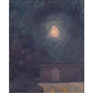 Full Moon "Wolf Moon" 8x10 Oil Painting by Michelle Farro For Sale