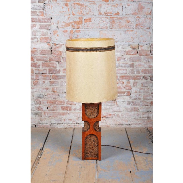 Art Deco Floor Lamp in Oak and Cork, Czech, 1920s For Sale - Image 4 of 11
