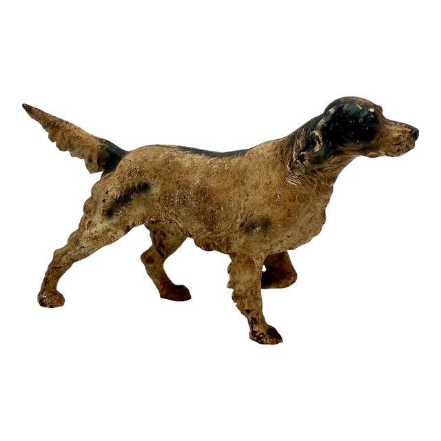 Large Vintage 1930s Hubley Manufacturing Co. Cast Iron Setter Hunting Dog Doorstop For Sale