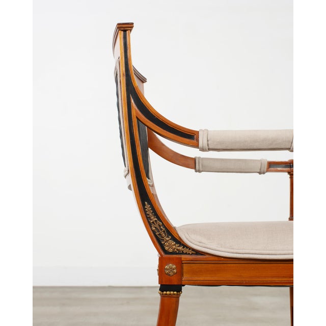 Set of Six French Directoire Style Dining Chairs Bronze Accents For Sale - Image 10 of 18