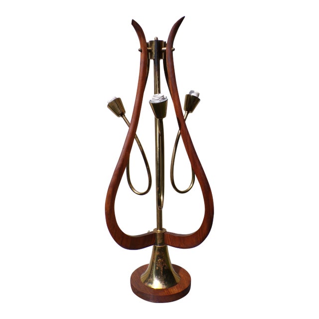 Vintage Mid Century Modern Sculptural Walnut Table Lamp 1960's For Sale