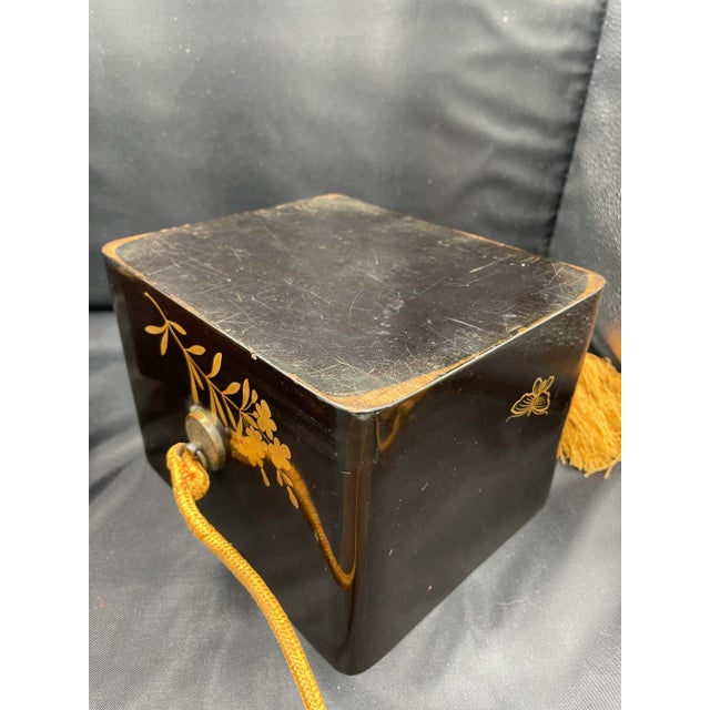 Early 19th C Japanese Black and Gold Maki-E Lacquered Tebako For Sale - Image 9 of 10
