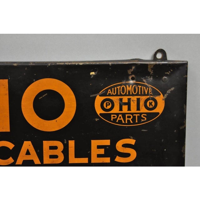 Metal Antique Ohio Battery Cables Tin Metal Black & Orange Store Parts Display For Sale - Image 7 of 12