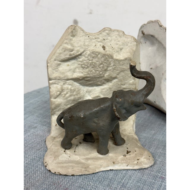 Vintage Cast Metal Elephant Bookends, Pair For Sale - Image 9 of 12