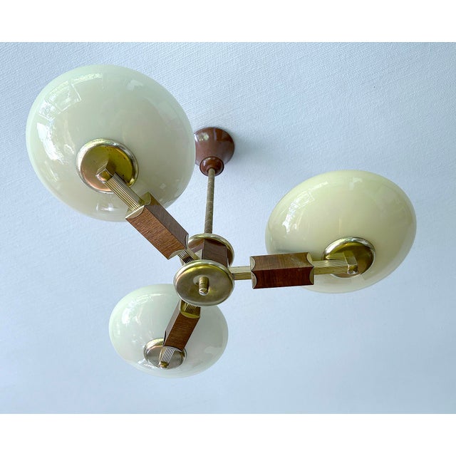 Art Deco Wood and Glass Pendant Light, 1930s For Sale - Image 11 of 18