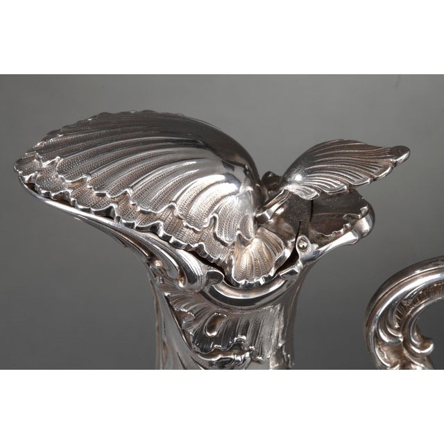 Silver and Crystal Ewers by Master Silversmith Labat Pugibet Henin, 1880, Set of 2 For Sale - Image 13 of 18