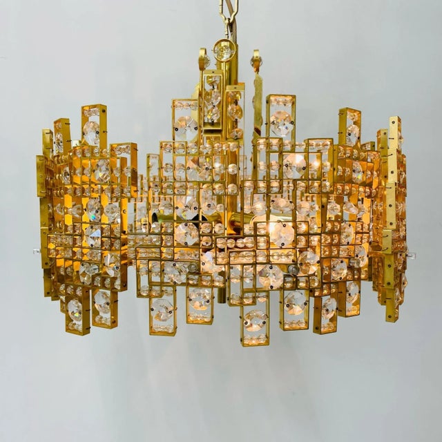 Metal Italian Mid-Century Modern Chandelier / Pendant, Brass City by Gaetano Sciolari For Sale - Image 7 of 13