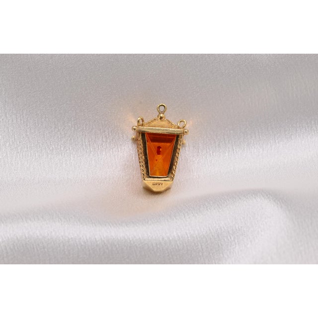 The 17th Street: Custom Antique Lantern Charm in Yellow Gold. This vintage yellow gold lantern charm features a candle...