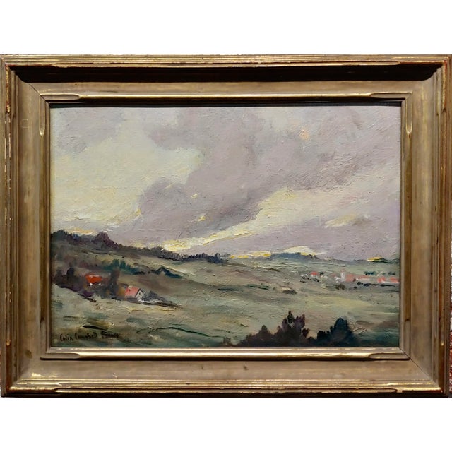 Colin Campbell Cooper -Red Roof Houses in a Countryside Landscape-Oil painting oil painting on canvas -Signed canvas size...