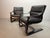 Mid-Century Black Leather Armchairs with Black Lacquered Wooden Frames by Åke Fribytter for Nelo, Sweden, 1970s, Set of 2 For Sale - Image 10 of 13