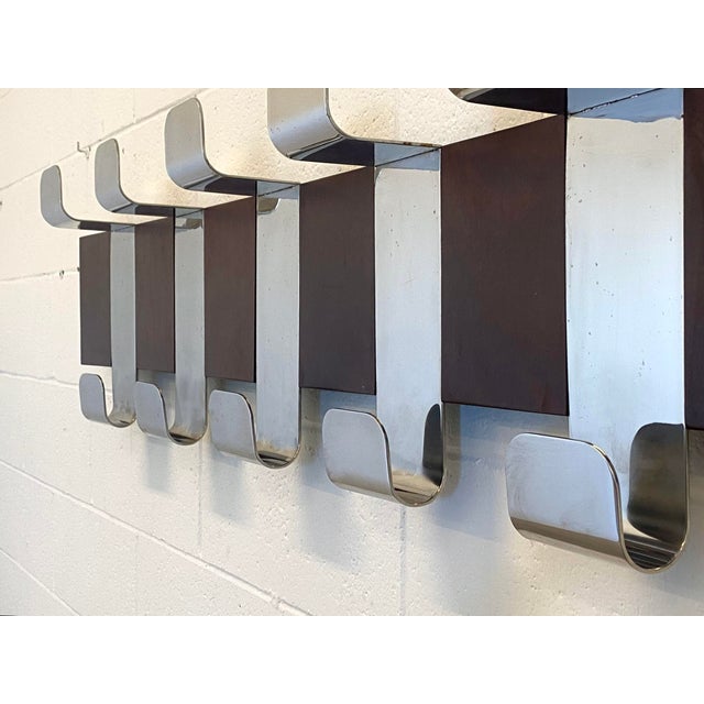 Wooden and Steel Coat Hanger, 1970s For Sale - Image 4 of 6