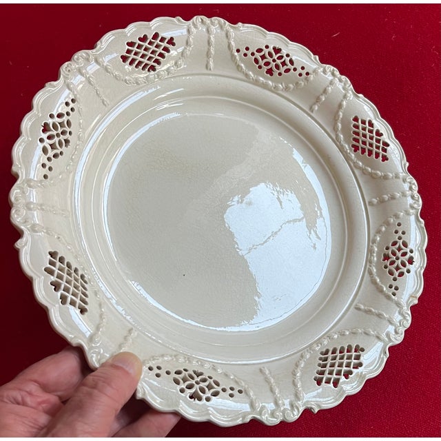Ceramic Antique 18th Century English George III Creamware Charger Plate With Reticulated Border For Sale - Image 7 of 10