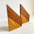 Brown Vintage Wood Bookends Stacked Inlay Brass Geometric Shape a Pair For Sale - Image 8 of 11