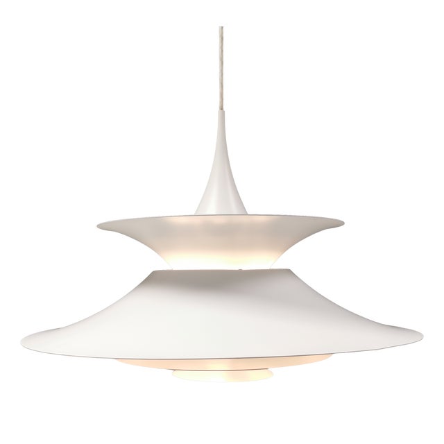 Vintage Scandinavian Radius Hanging Lamp in White Metal by Erik Balslev for Fog & Mørup, 1970s For Sale
