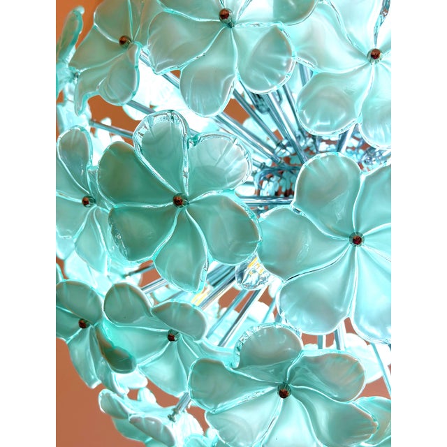 2020s Venetian Green-Wather Flowers Murano Glass Sputnik Chandelier For Sale - Image 5 of 6