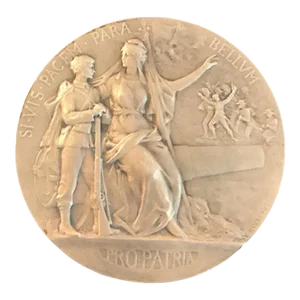 Early 20th Century Signed French Medal Award: Military Training Prize for Strength and Courage