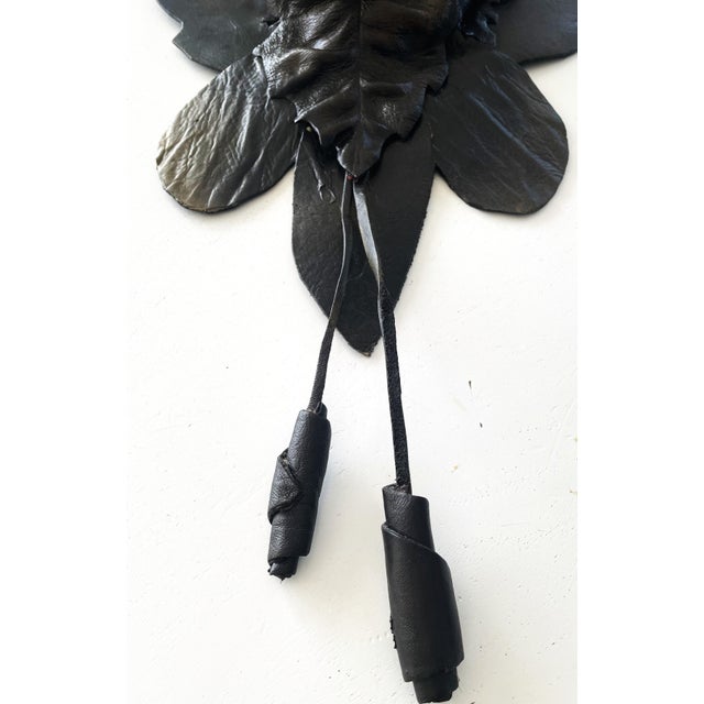 Large Handcrafted Wall Clock in Leather, 1970s For Sale - Image 4 of 9