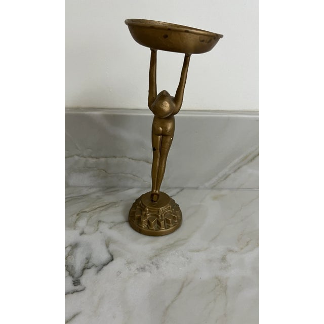 1920s 1920's Art Deco Frankart Style Nude Woman Smoking Standing Ashtray For Sale - Image 5 of 11
