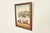 A beautiful original acrylic painting on canvas of a seaside harbor in carved Campaign style walnut and brass frame Signed...