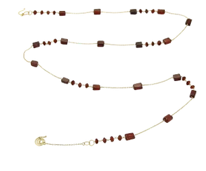 Garnet 18k Yellow Gold Long Chain Necklace 28"