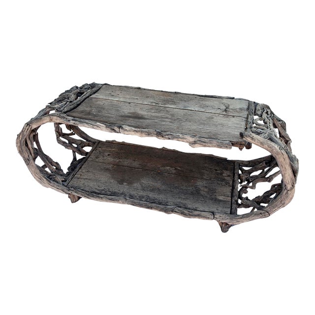 Mid 20th Century Aged Teak and Driftwood Indoor and Outdoor Coffee Table For Sale