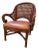 Vintage British Colonial–Style Cane & Rattan Armchair With Leather Seat For Sale