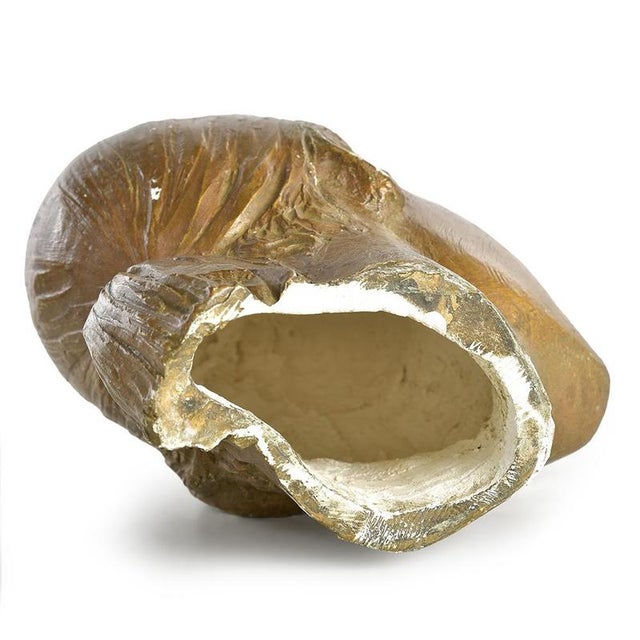 This plaster sculpture represents a woman's head with finely modeled features, capturing a soft and natural expression....