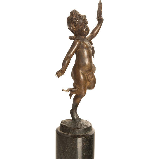 Pair Antique French Bronze Marble Putti Dancing Musicians Statues Sculpture 1860 For Sale - Image 13 of 13