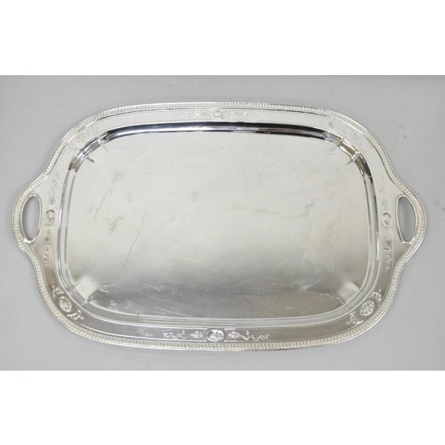 Antique Reed & Barton 04072 English Edwardian Silver Plater Serving Platter Tray For Sale - Image 13 of 14