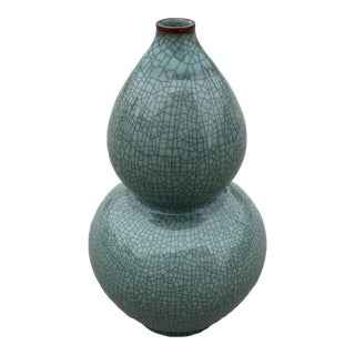 2000s Legend of Asia Handmade Green Celadon Porcelain Table Vase For Sale