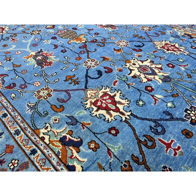 Blue Sultani Wool Area Rug With Persian Floral Design, 6'6" X 9'10" For Sale - Image 4 of 14