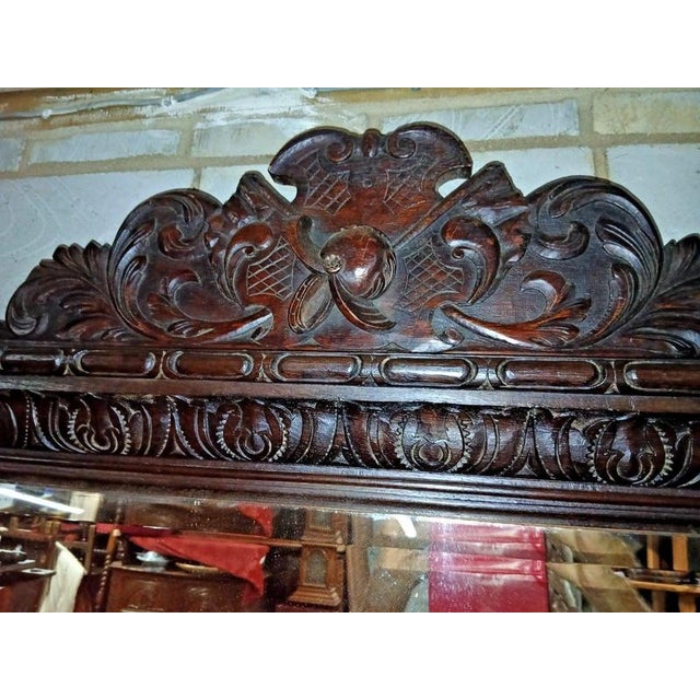 Glass Antique 19th Century Victorian Carved Oak Mirror-Back Sideboard For Sale - Image 7 of 16