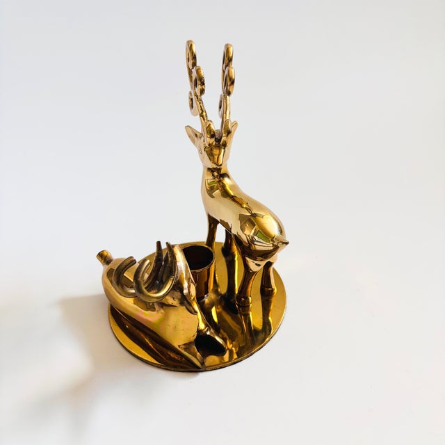 Vintage Brass Deer Candle Holder For Sale - Image 4 of 8