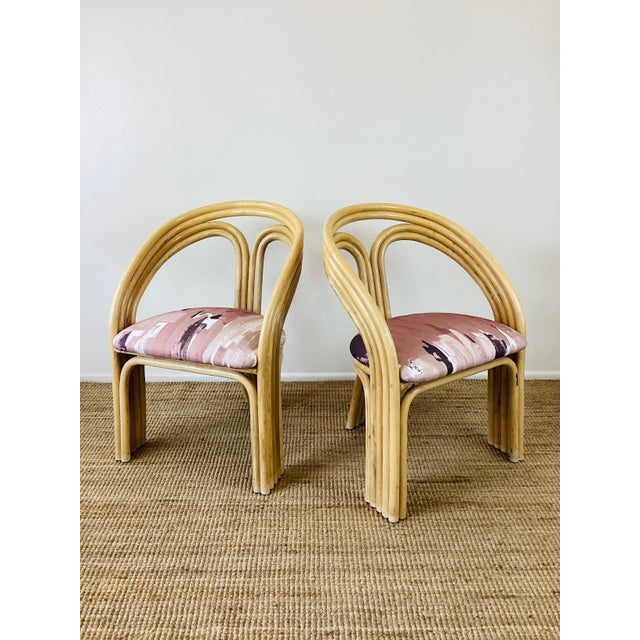1980s Vintage 1980s Natural Rattan Bent Dining Chairs, Set of 4 For Sale - Image 5 of 11