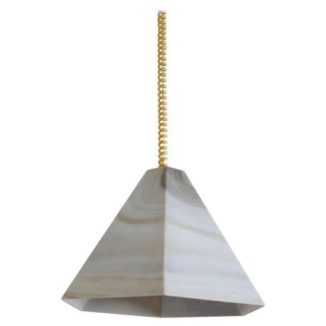 Mid-Century Modern Pendant Lamp in Glass with Marble Effect and Curly Cable, 1970s For Sale - Image 14 of 14