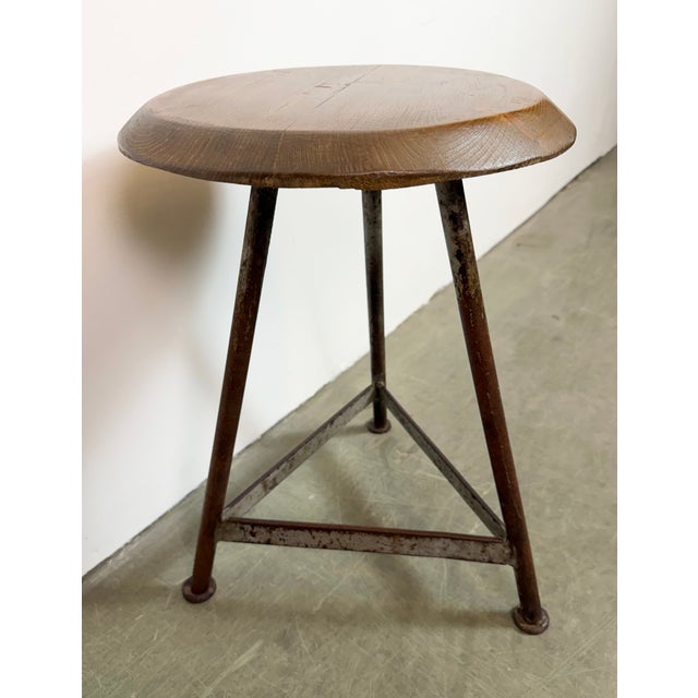 Brown Industrial Grey Workshop Stool, 1960s For Sale - Image 8 of 18