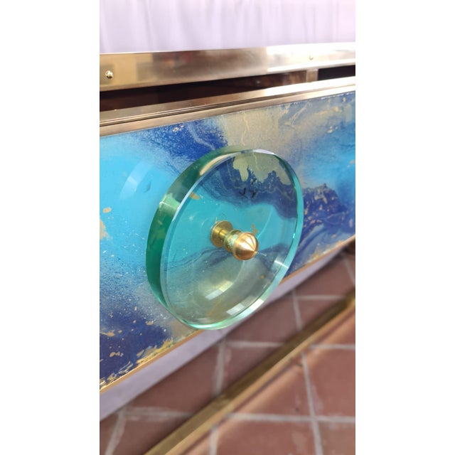 Blue and Gold Murano Glass Console Table from Justfurnituress SRL For Sale - Image 12 of 18