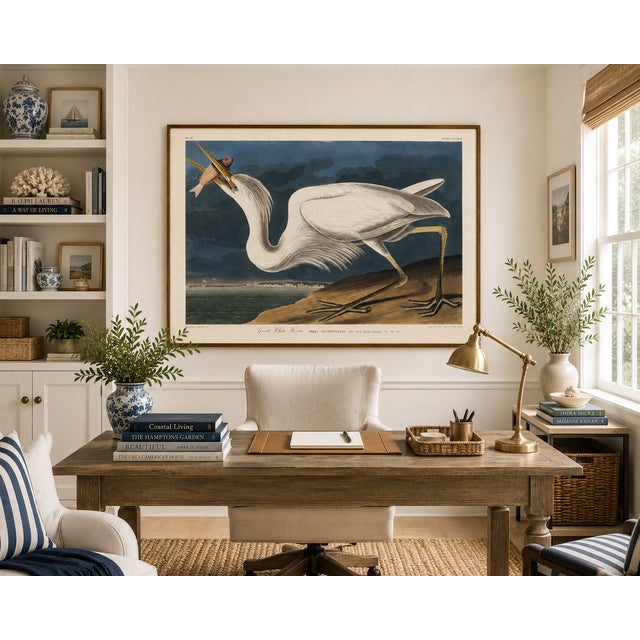 Illustration Great White Heron, Vintage Art Print Reproduction From Birds of America by John James Audubon, 36″ × 24" For Sale - Image 3 of 8