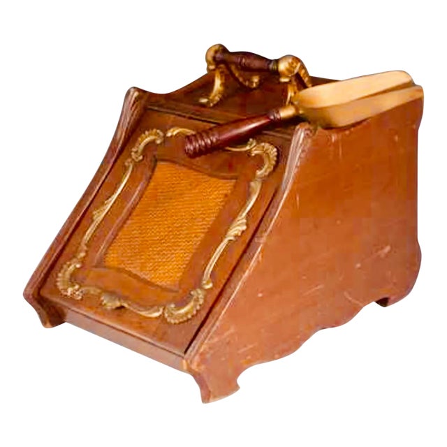 Antique S. Hall & Son Coal Scuttle With Scooper For Sale