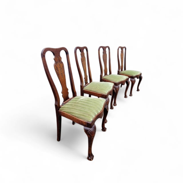 Antique English Carved Mahogany Dining Chairs, 1880s, Set of 4 For Sale - Image 10 of 13