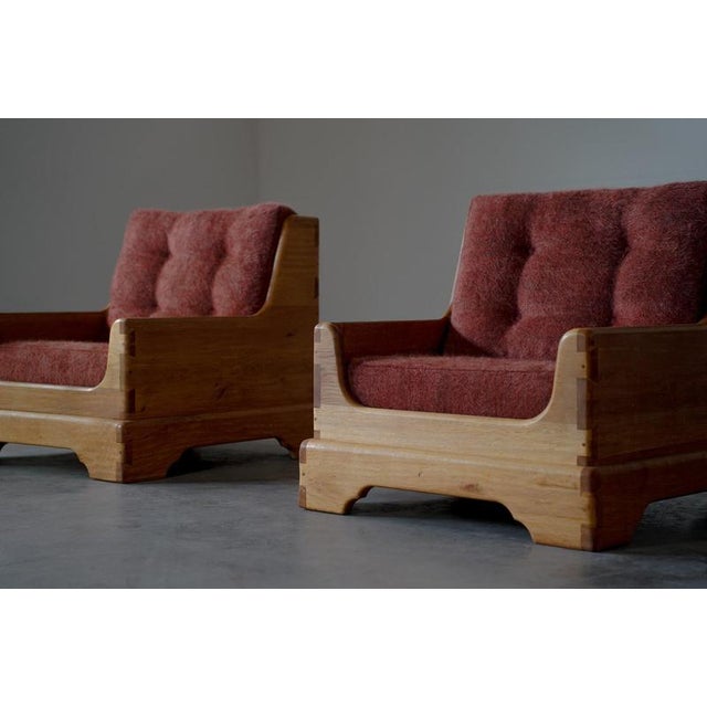 Rustic Oak Lounge Chairs, France, 1960s, Set of 2 For Sale - Image 14 of 14