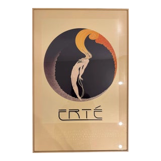 Vintage Erte Signed Art Deco Metallic Lithograph “L’Amour” Mirage Editions For Sale