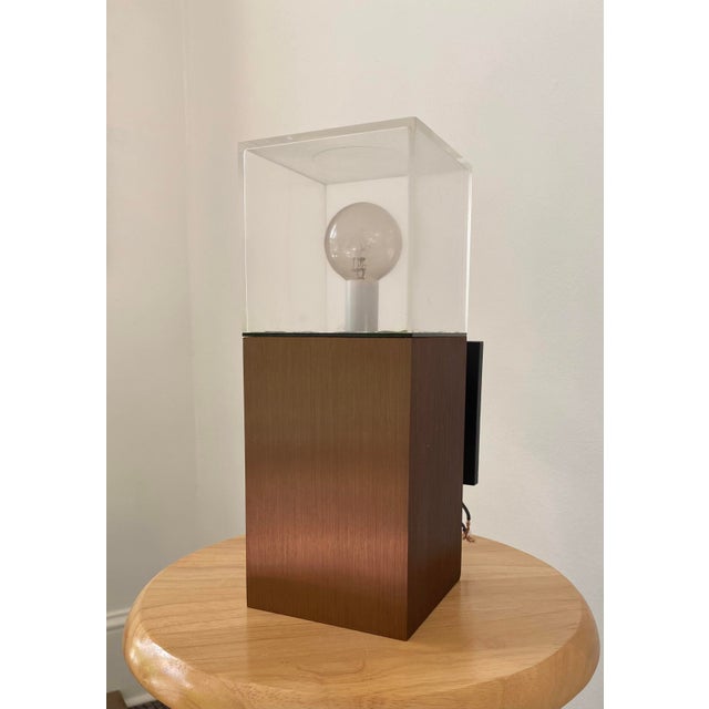 Lightolier Cubic Sconce Dual Lights in Plexiglass and Brushed Copper – a Pair For Sale - Image 6 of 12