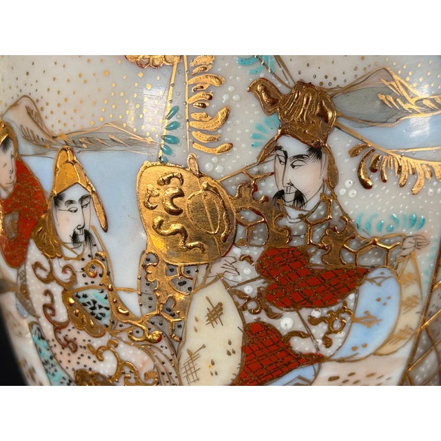 Metal Antique 19th C. Japanese Meiji Period Porcelain Lidded Jar With Figural Enamel and Gilt Decoration For Sale - Image 7 of 11