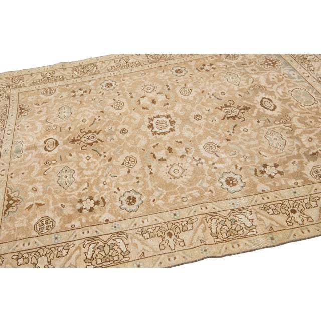 Antique Persian Malayer Handmade Beige Wool Rug With Allover Motif For Sale In New York - Image 6 of 7