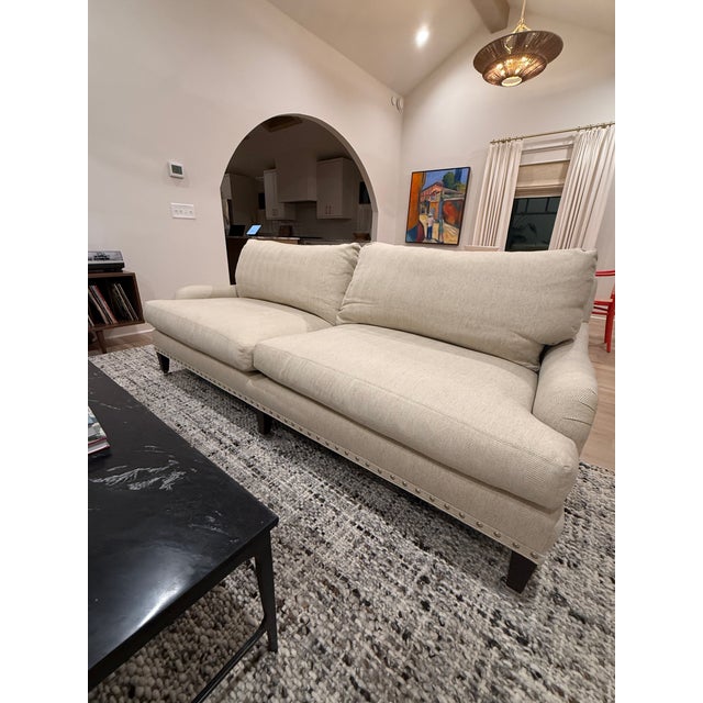 Lee Industries Ivory Herringbone Sofas With Down-Filled Cushions — Pair For Sale - Image 17 of 18