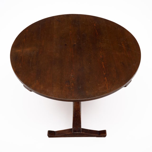 French Fir Vendange Table With Sculptural Lyra Folding Base For Sale In Austin - Image 6 of 9